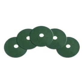 14" Green Heavy Duty Rotary Floor Scrubbing Pads - Case of 5