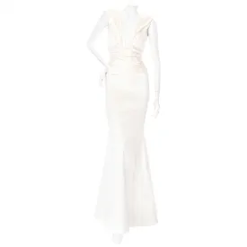 2014 White Silk Ruched Mermaid Bridal Gown