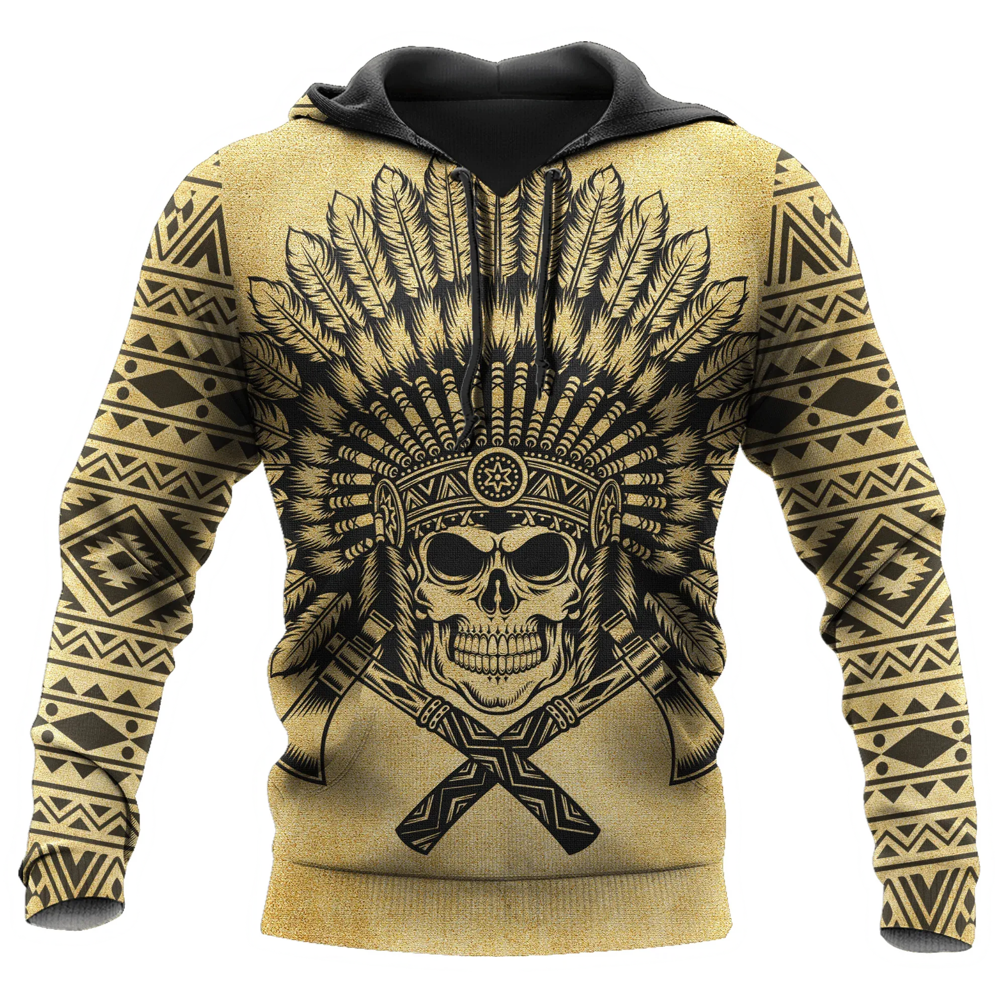 3D All Over Print Vintage Native Skull Unisex Hoodie, Native Skull Hoodies