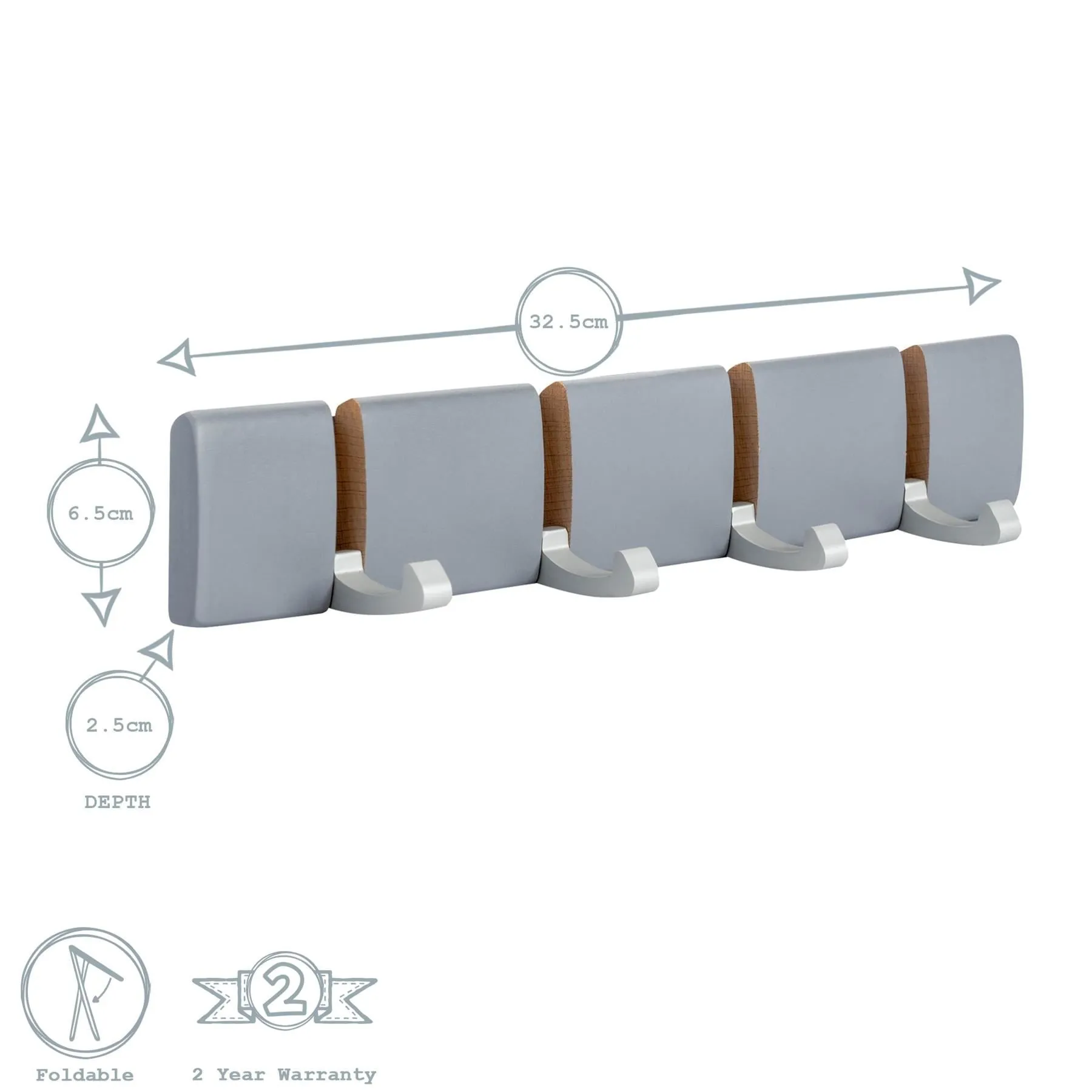 4 Hook Wooden Wall-Mounted Coat Rack - By Harbour Housewares