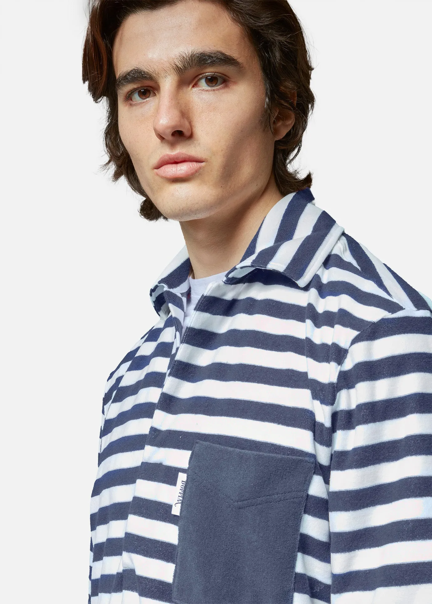 AADEO COTTON - TERRY STRIPED POLOSHIRT