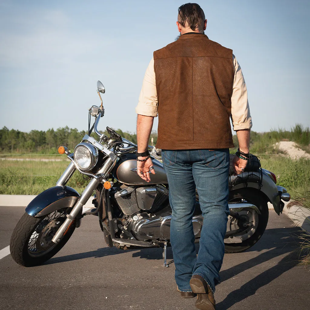 APALACHE LEATHER VEST - AGED BROWN