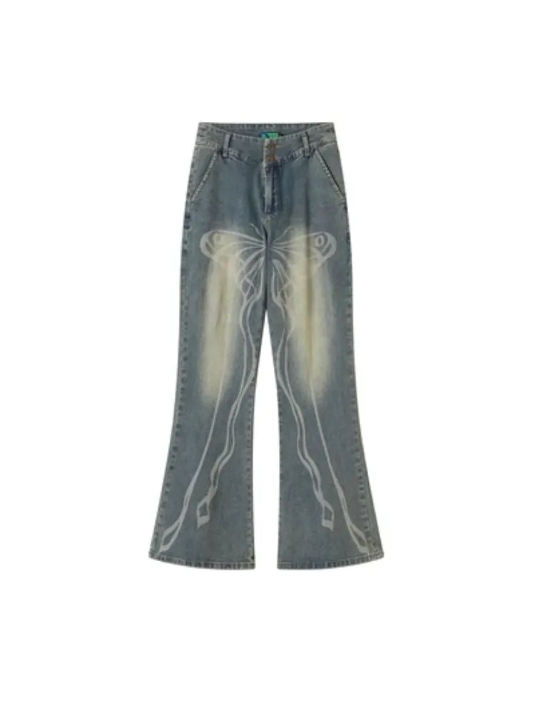 Bootcut butterfly jeans【s0000004576】