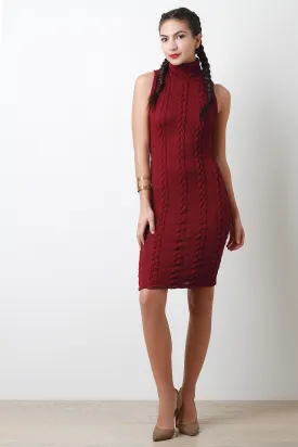 Cable Knit Turtleneck Dress