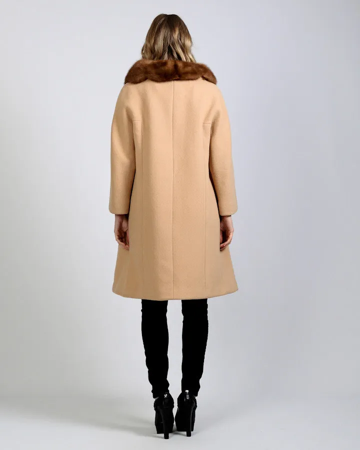 Camel Wool   Mink Fur Coat