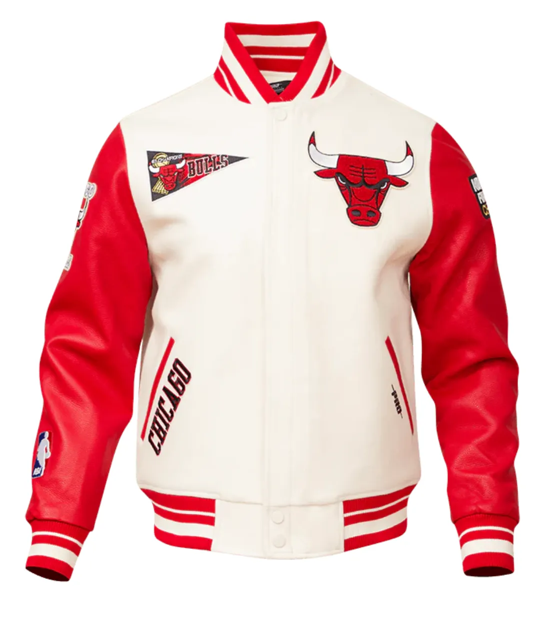 Chiacgo Bulls Creme and Red Varsity Jacket