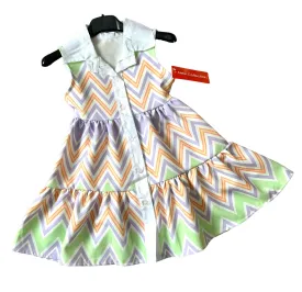 CLEARANCE SALE - Girls SS24 -  Zig Zag Multi Colour Lilac Summer Dress