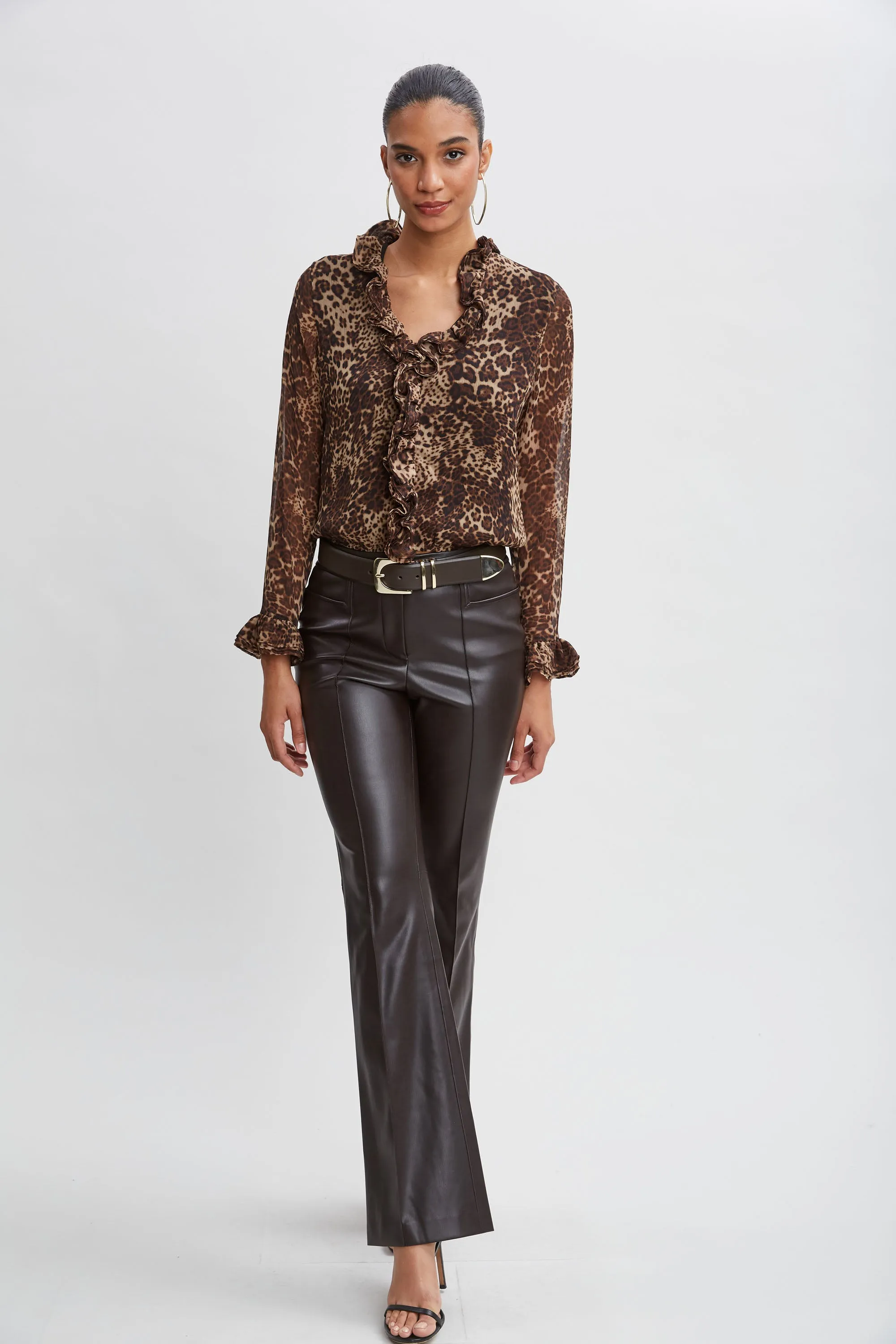 Crinkle Chiffon Safari Blouson Shirt