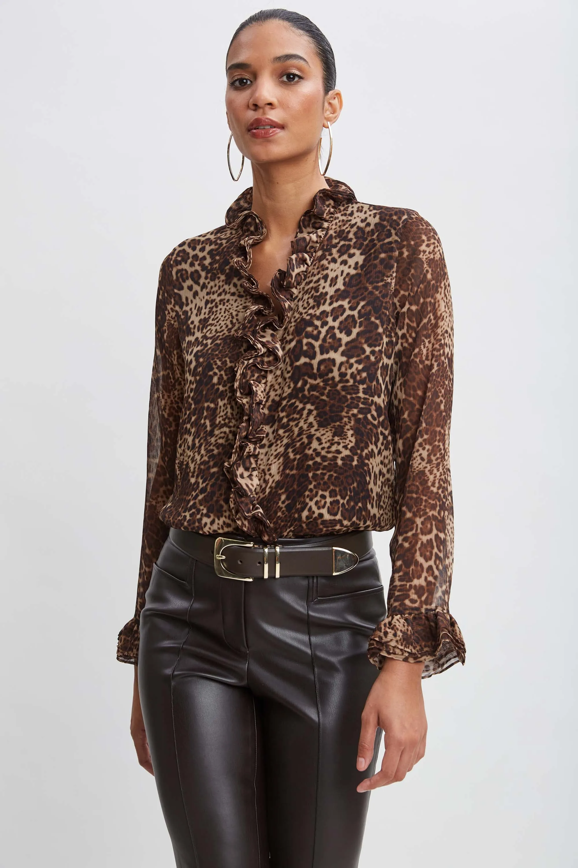 Crinkle Chiffon Safari Blouson Shirt