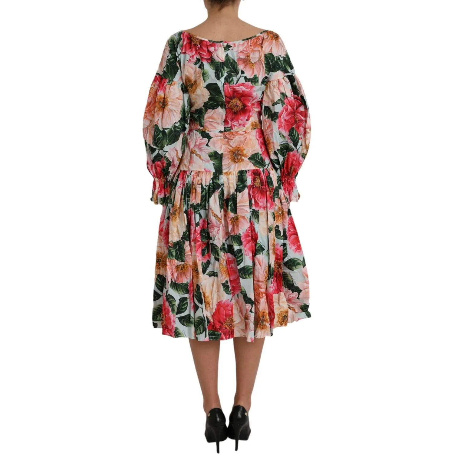 Dolce & Gabbana Multicolor Floral CottonAline Pleated Dress