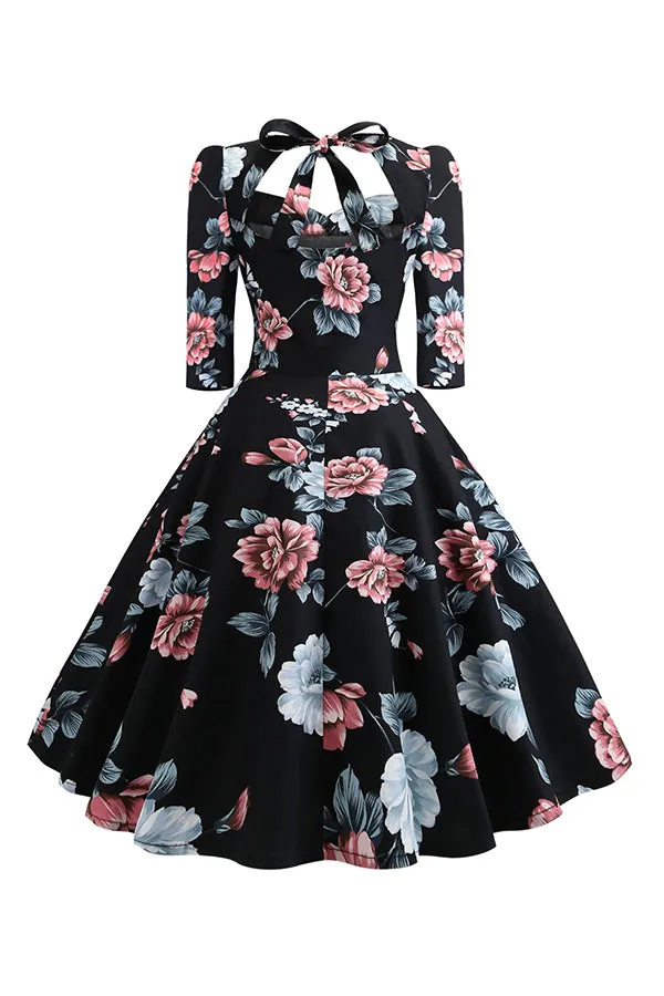 Elegant Floral Print A-line Dress