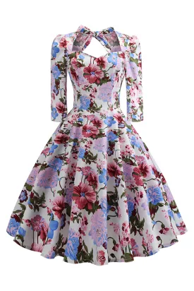 Elegant Floral Print A-line Dress