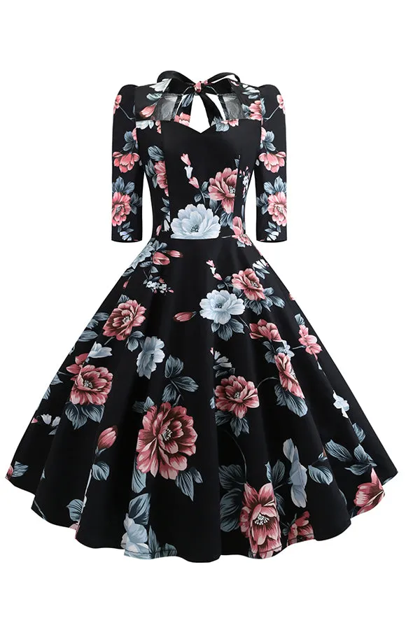 Elegant Floral Print A-line Dress