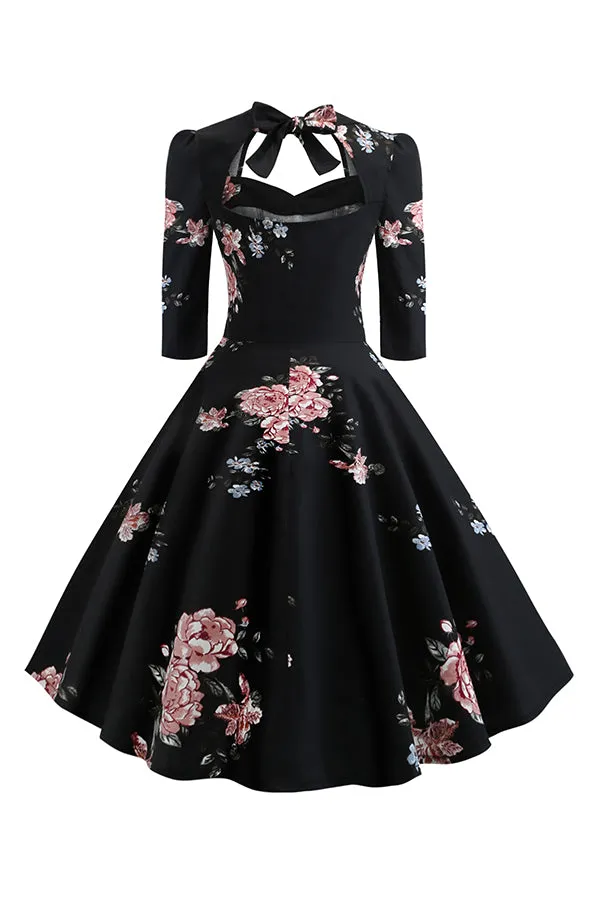 Elegant Floral Print A-line Dress