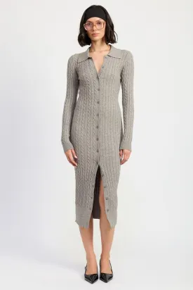 Emory Park BUTTONED LONG SLEEVE CABLE KNIT DRESS