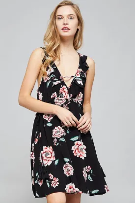 Floral Plunge Neck Dress