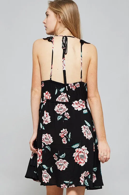 Floral Plunge Neck Dress