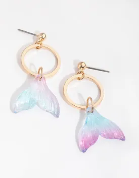 Gold Mermaid Tail Drop Earrings