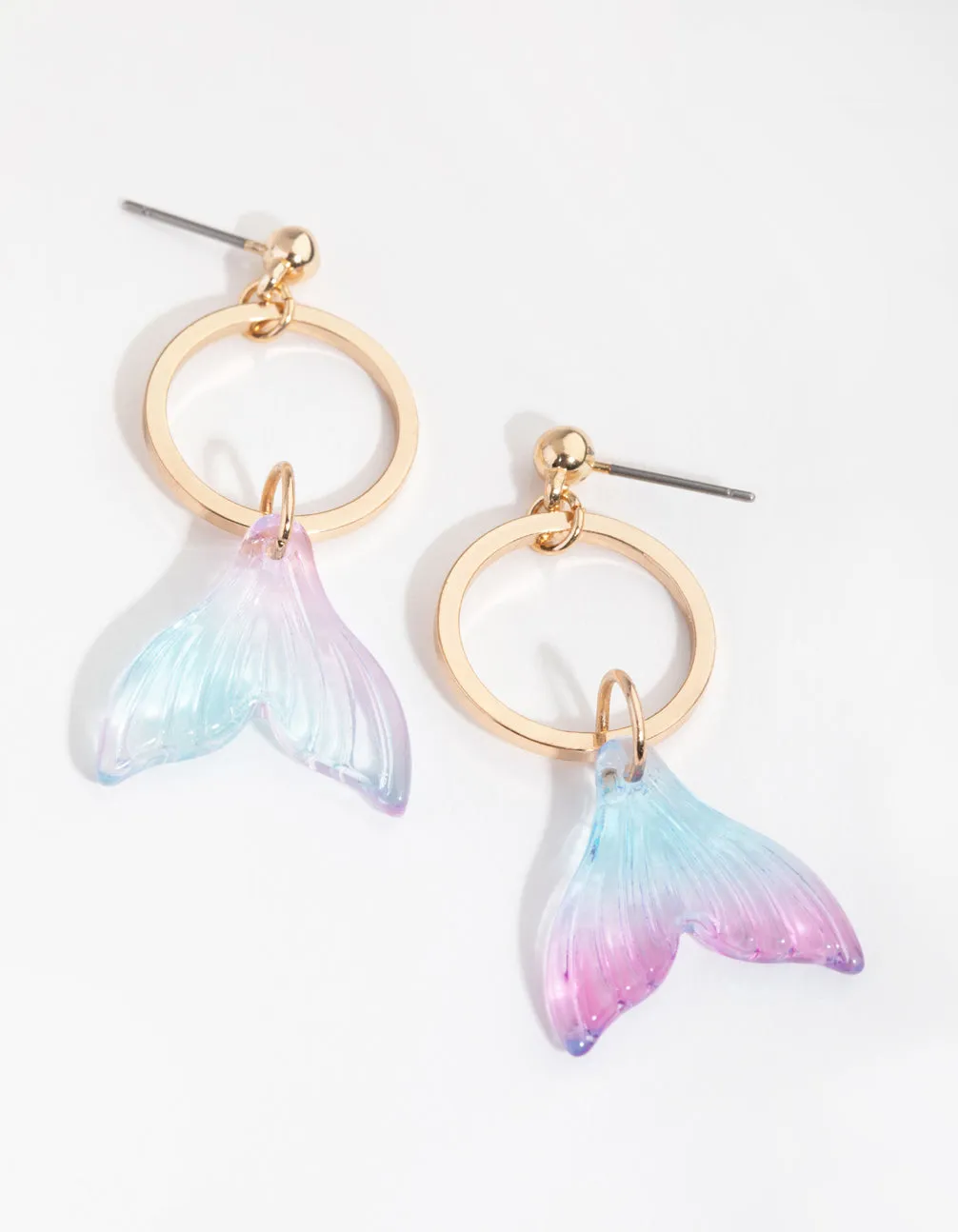 Gold Mermaid Tail Drop Earrings