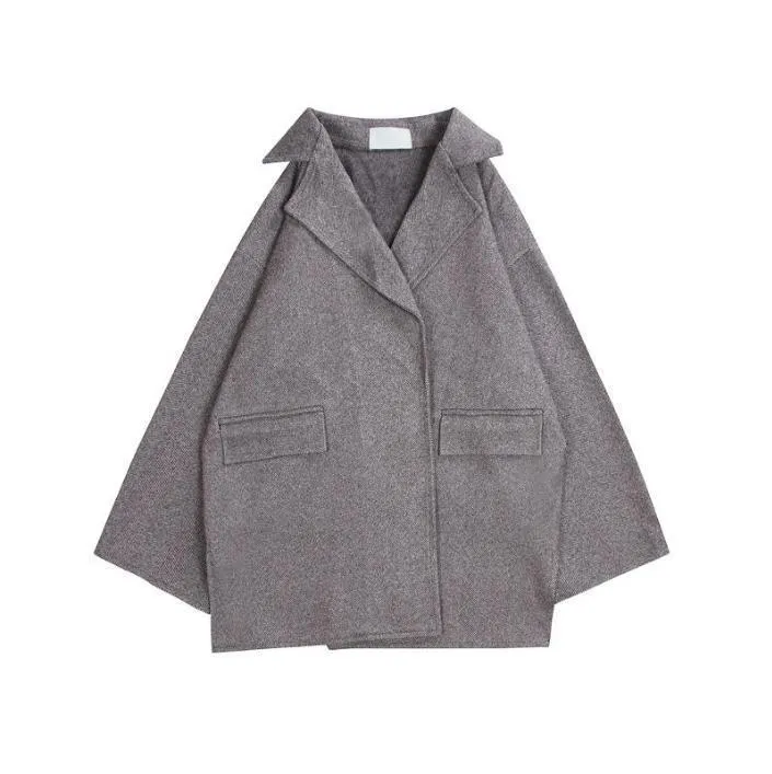 Gray Woolen Coat With Belt Jacket