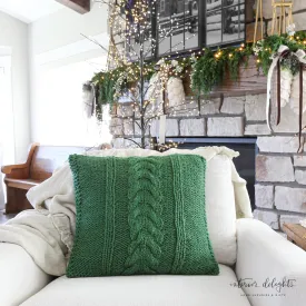 Green Cable Knit Pillow