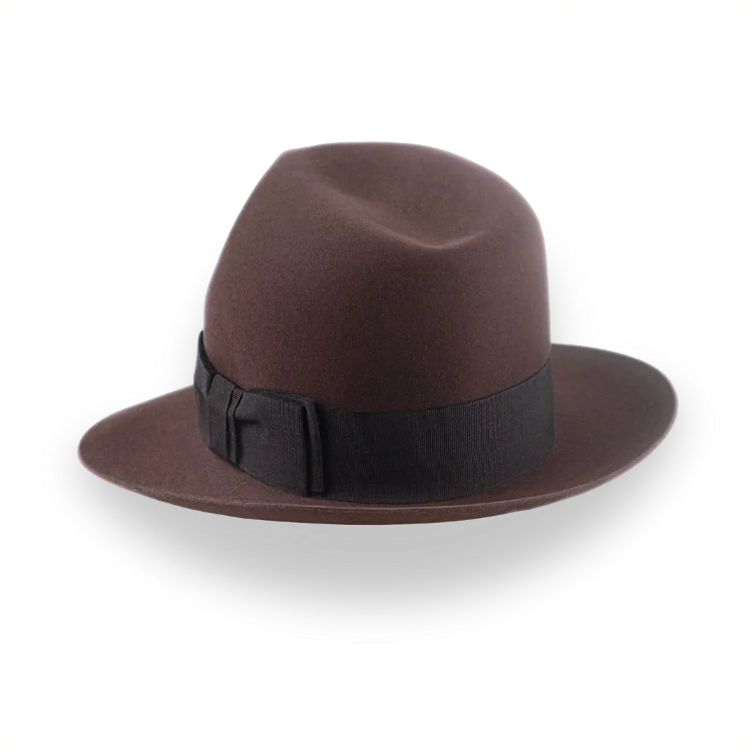 Indiana Jones Style Fedora In Sable Brown Beaver Fur Felt | The Pharaoh