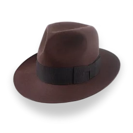 Indiana Jones Style Fedora In Sable Brown Beaver Fur Felt | The Pharaoh