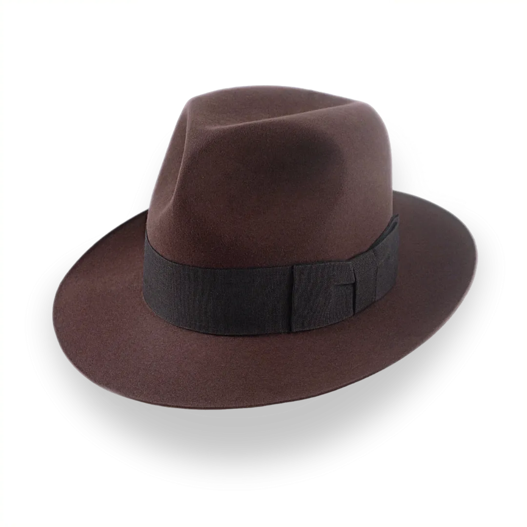 Indiana Jones Style Fedora In Sable Brown Beaver Fur Felt | The Pharaoh