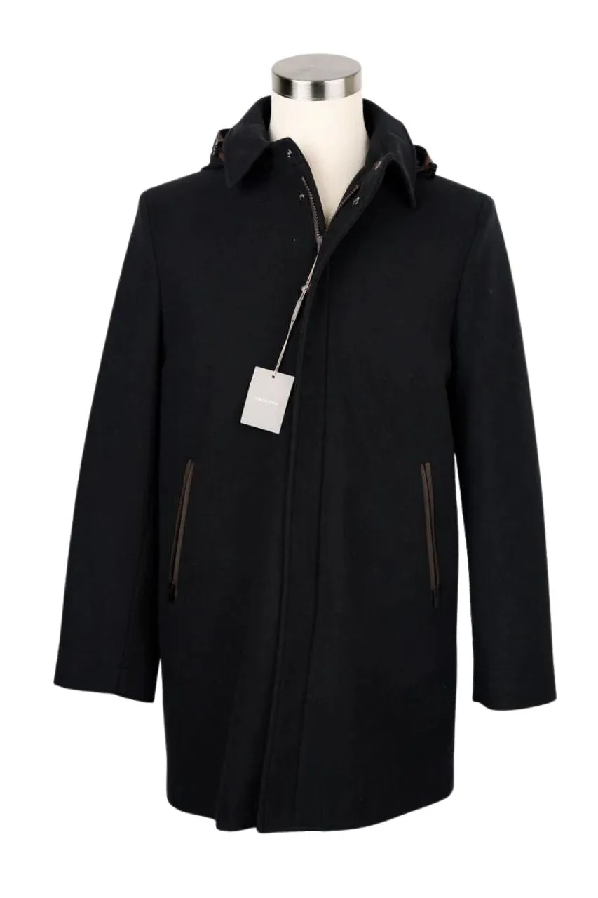 Long Hooded Wool Dress Coat