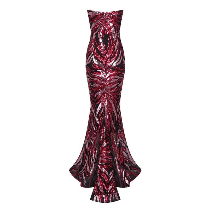 Marie Strapless Sequin Print Mermaid Dress