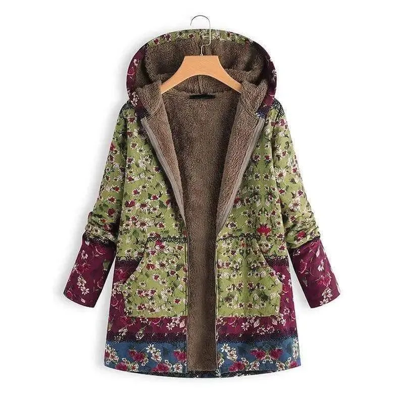 Mid-length printed padded coat