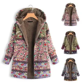 Mid-length printed padded coat