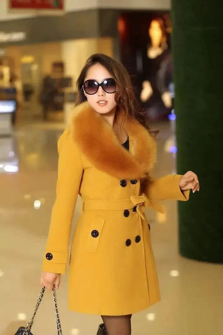 Mid-length Winter Coat With Woolen Collar And