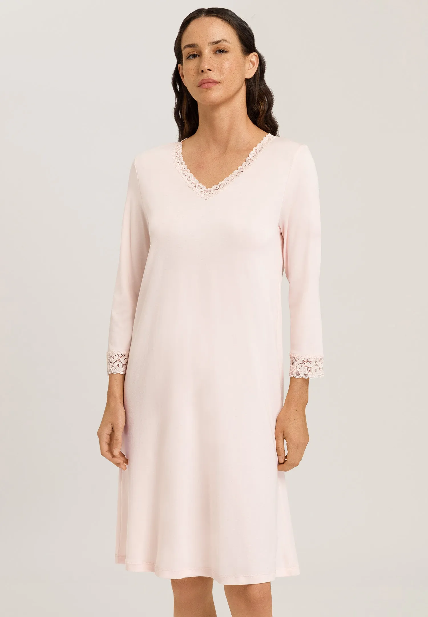 Moments Lace Trim Cotton Nightgown | Crystal Pink 77162-1334