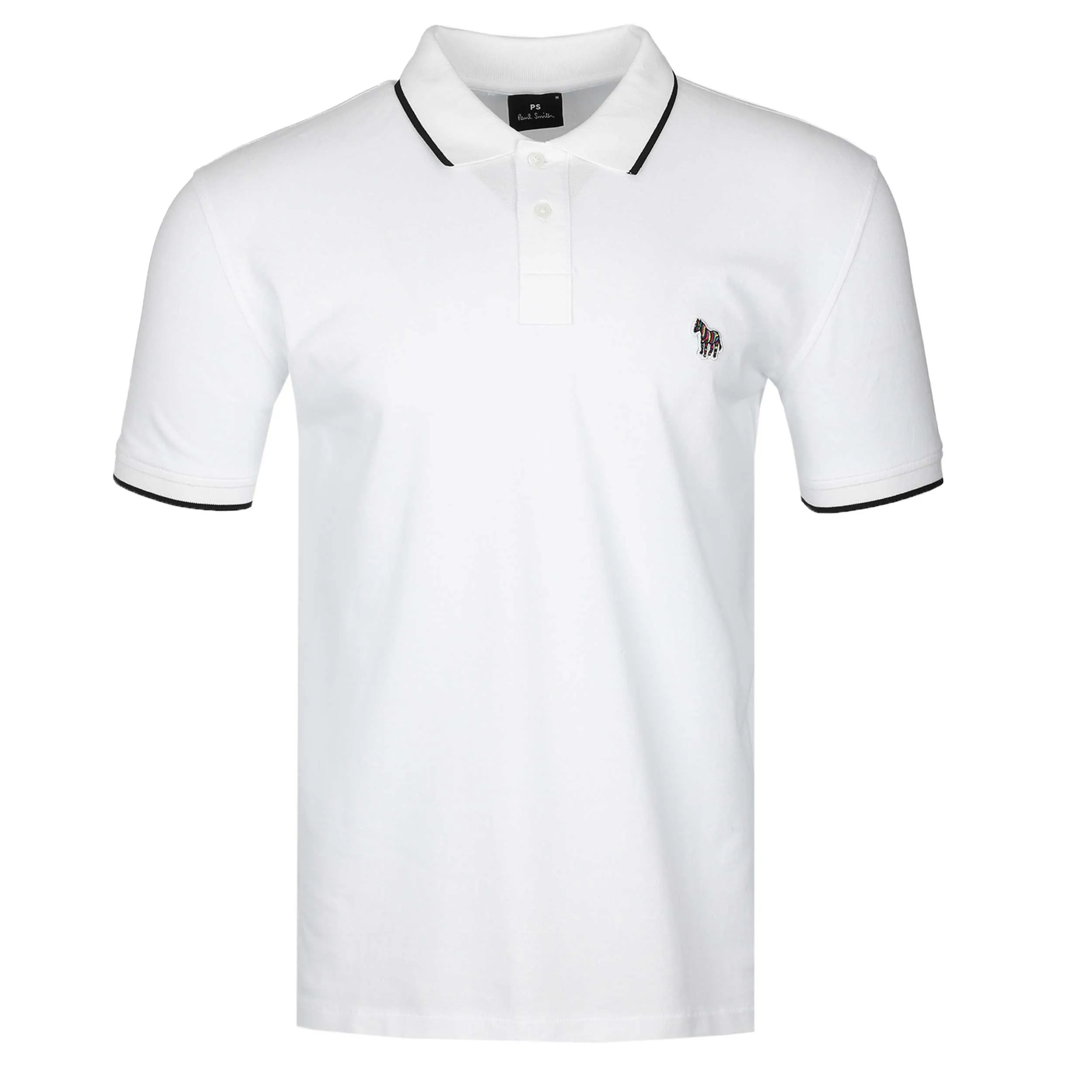 Paul Smith Zebra Badge Collar Trim Polo Shirt in White