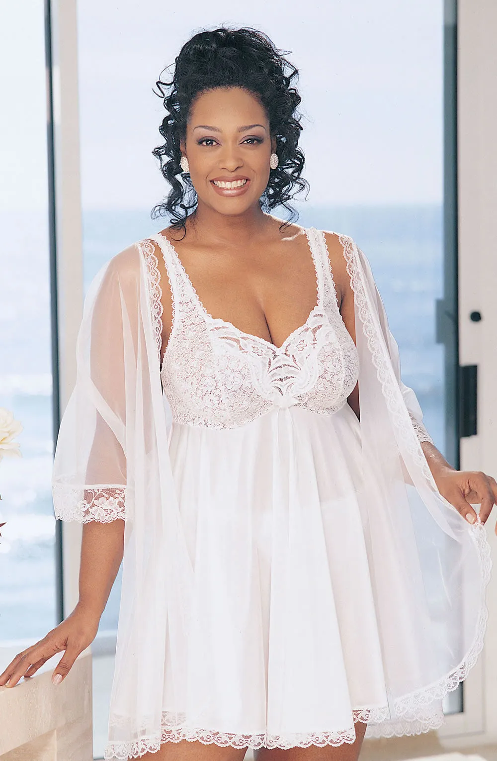 Plus Size Lace Babydoll White