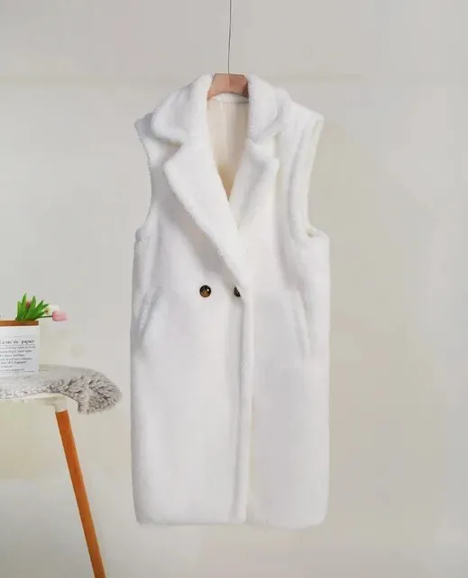 Pre Order:  Sleeveless Welt Pocket Woolen Overwear Coat