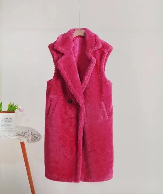 Pre Order:  Sleeveless Welt Pocket Woolen Overwear Coat