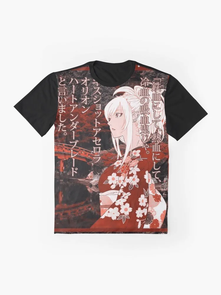 "Kiss-Shot" Yukata Graphic T-Shirt for Anime Fans