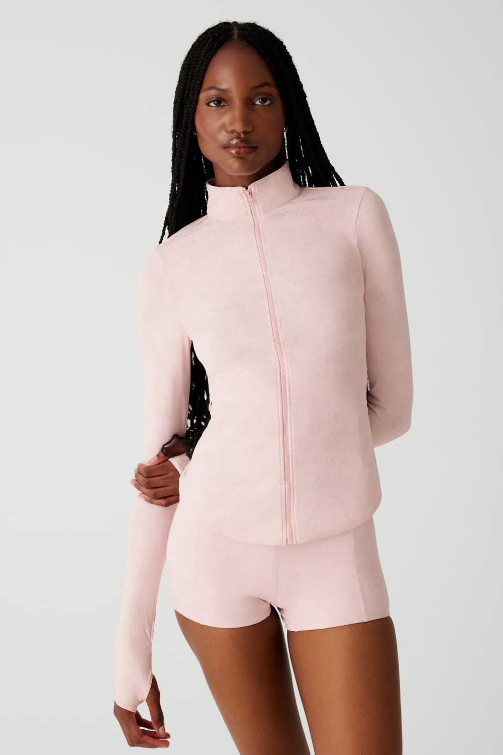 Renee Zip Up Jacket - Pink Petals