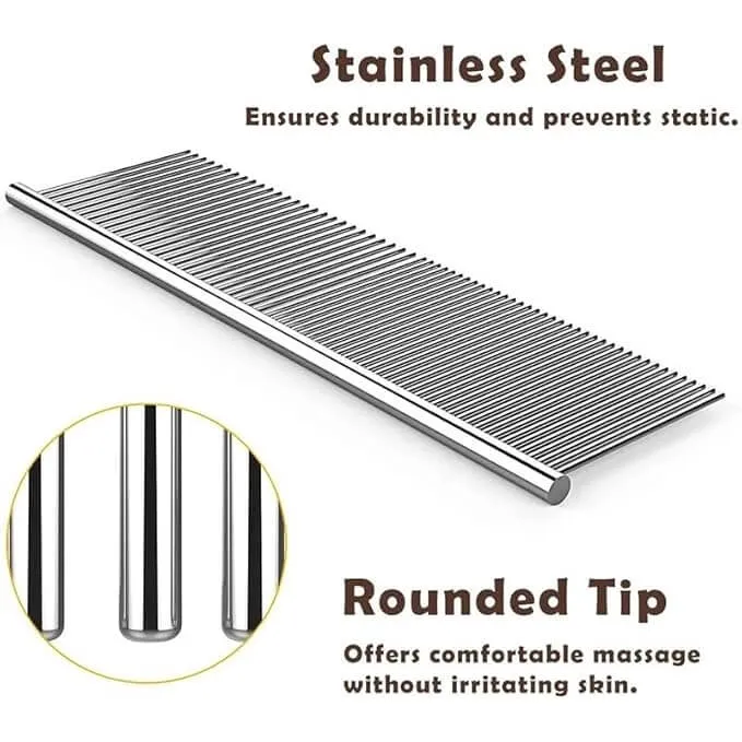 Stainless Steel Dematting Comb for Dogs & Cats - Professional Undercoat Grooming Tool (Multiple Sizes)