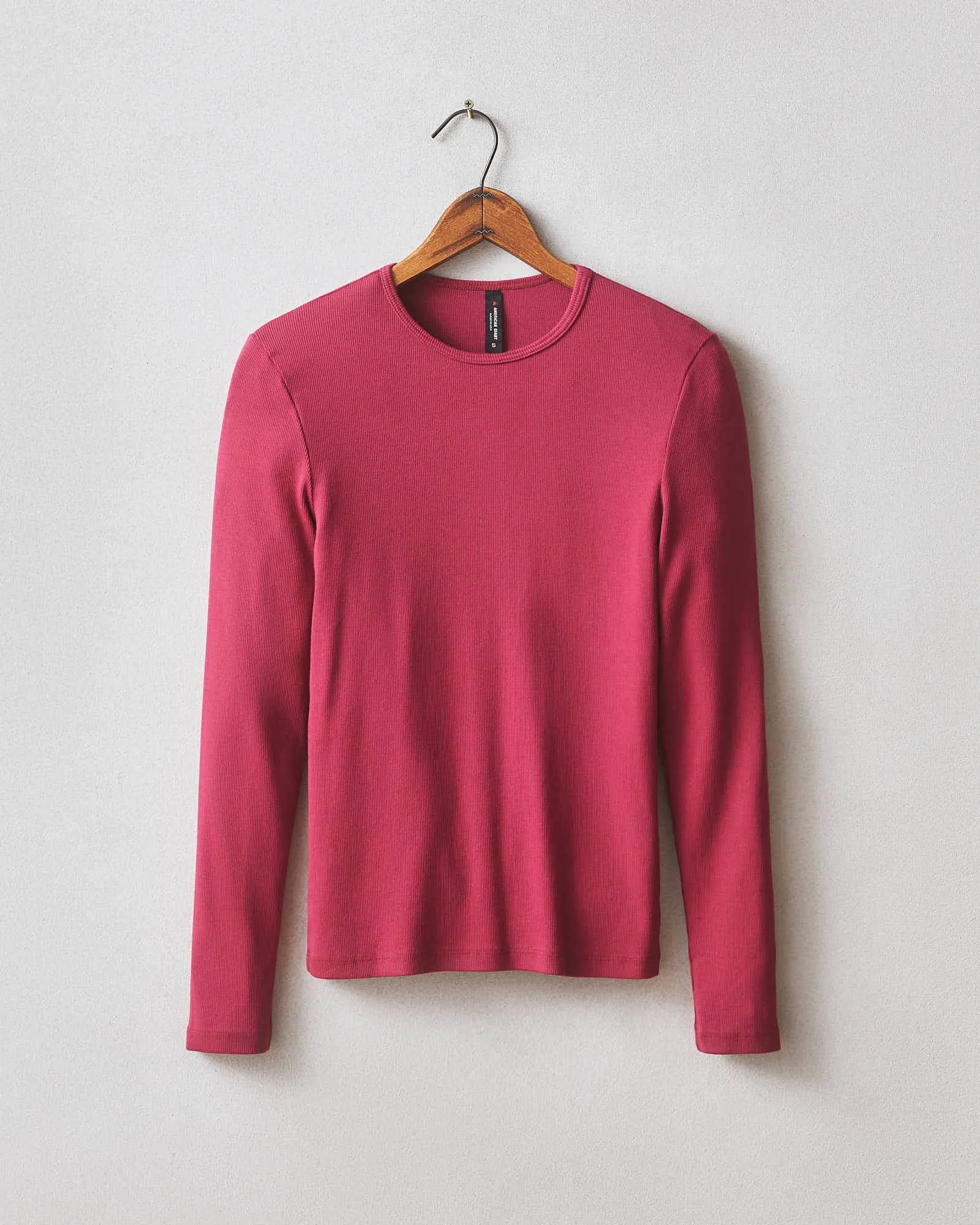 Stretch Rib Crew Tee Long Sleeve - Beet Red