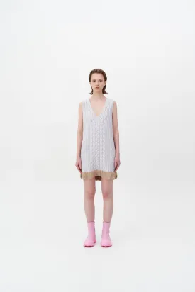 THEBE MIXED CABLE KNIT TANK DRESS