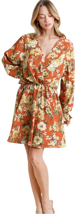 Umgee Long Sleeve Floral Dress