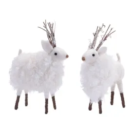 White Fur Reindeer Figurines