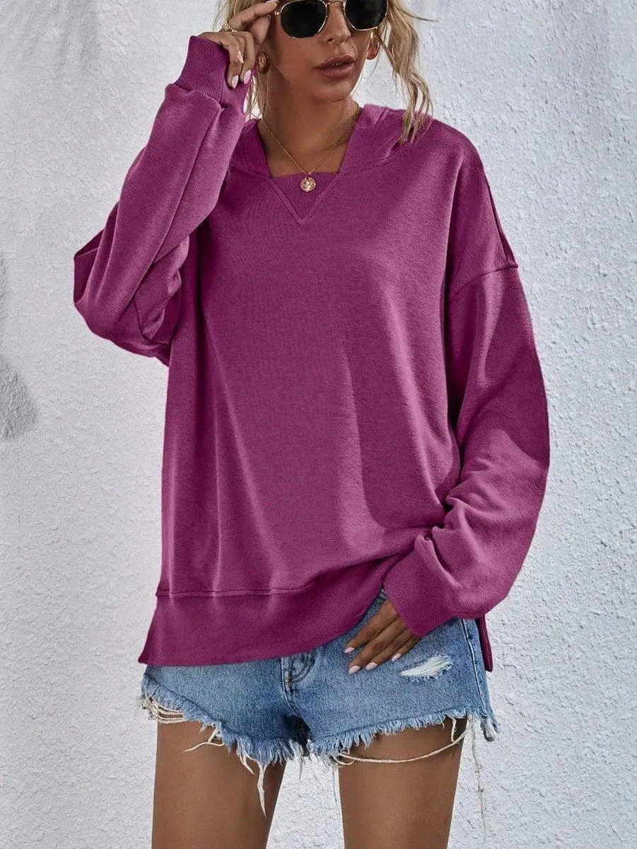 Women's Fleece-lined Hooded Casual Loose Sweater