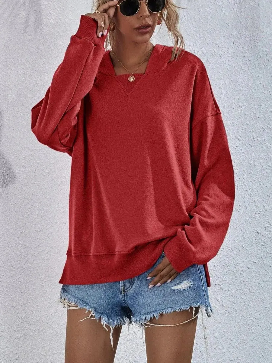 Women's Fleece-lined Hooded Casual Loose Sweater