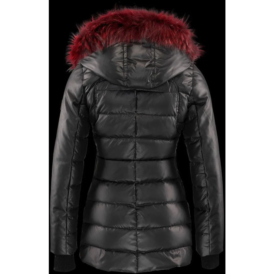 Women's Nicole Benisti Asymetrical Down Coat - Black/Wine