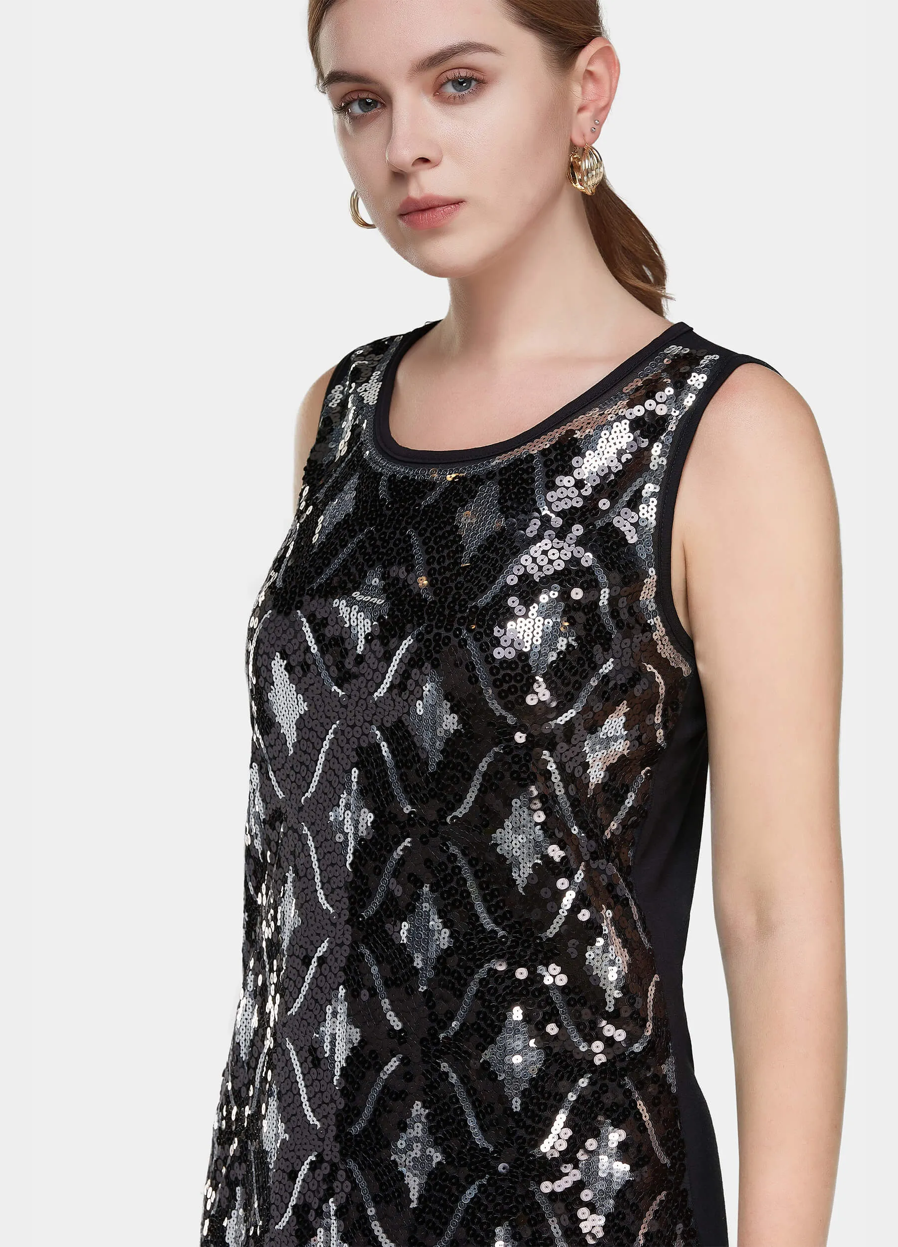 Women's Scoop Neck Sleeveless Sequin Dress